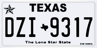 TX license plate DZI9317