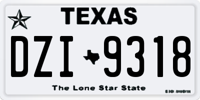 TX license plate DZI9318