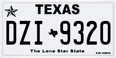 TX license plate DZI9320
