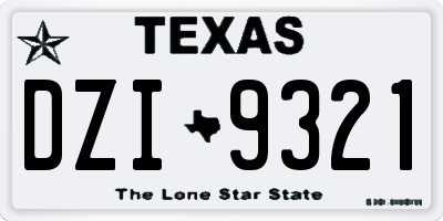 TX license plate DZI9321