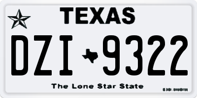TX license plate DZI9322