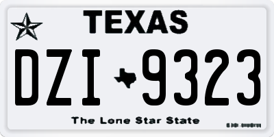 TX license plate DZI9323