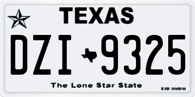 TX license plate DZI9325