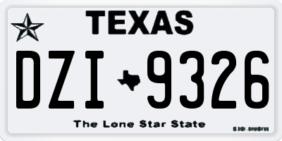 TX license plate DZI9326