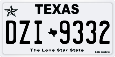 TX license plate DZI9332