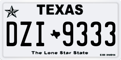 TX license plate DZI9333