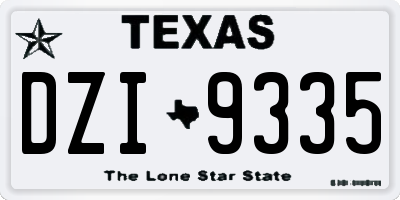 TX license plate DZI9335