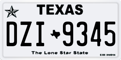 TX license plate DZI9345