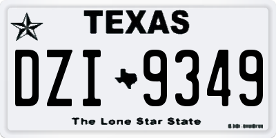 TX license plate DZI9349