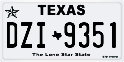 TX license plate DZI9351