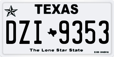 TX license plate DZI9353