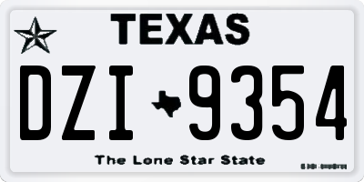 TX license plate DZI9354