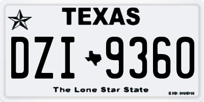 TX license plate DZI9360