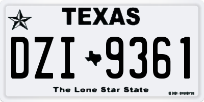 TX license plate DZI9361