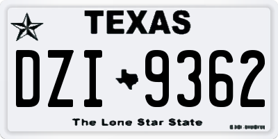 TX license plate DZI9362