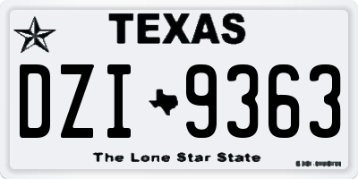 TX license plate DZI9363