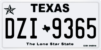TX license plate DZI9365