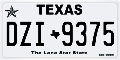 TX license plate DZI9375