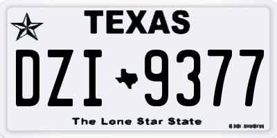 TX license plate DZI9377