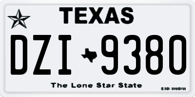 TX license plate DZI9380