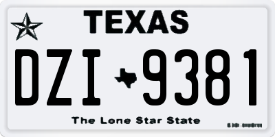 TX license plate DZI9381