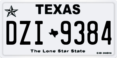 TX license plate DZI9384