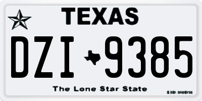TX license plate DZI9385