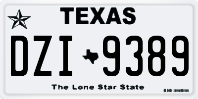 TX license plate DZI9389