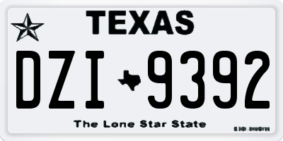 TX license plate DZI9392