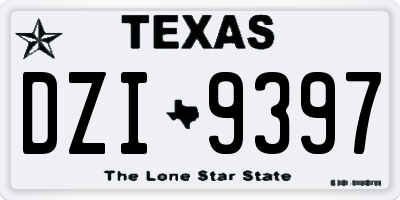 TX license plate DZI9397