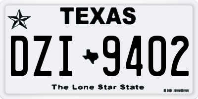 TX license plate DZI9402