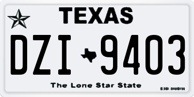TX license plate DZI9403