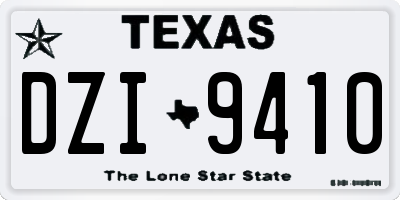 TX license plate DZI9410