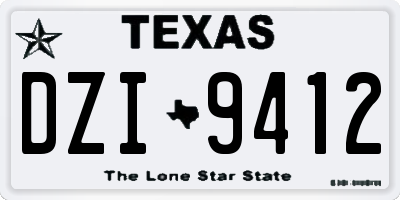 TX license plate DZI9412