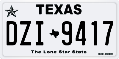 TX license plate DZI9417