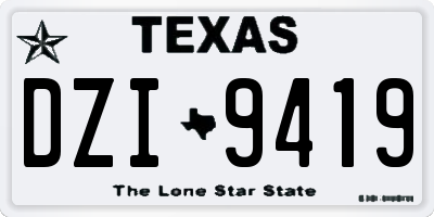 TX license plate DZI9419