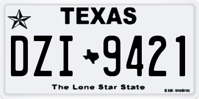 TX license plate DZI9421