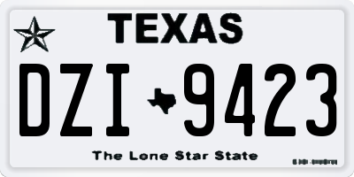 TX license plate DZI9423