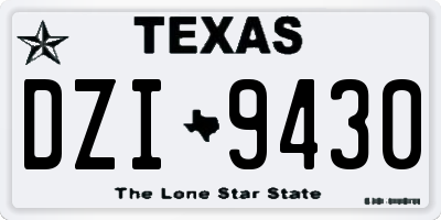TX license plate DZI9430