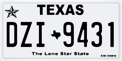 TX license plate DZI9431