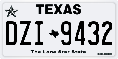 TX license plate DZI9432