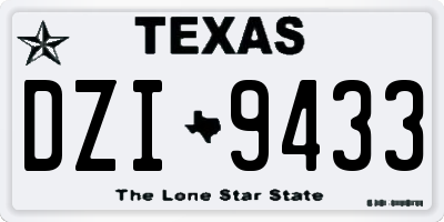 TX license plate DZI9433