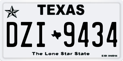 TX license plate DZI9434
