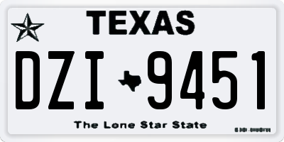 TX license plate DZI9451