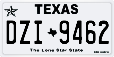TX license plate DZI9462