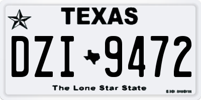 TX license plate DZI9472