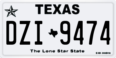 TX license plate DZI9474
