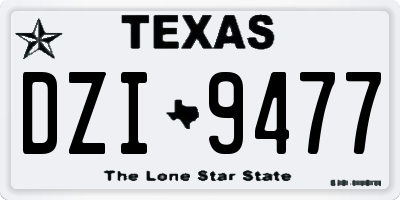TX license plate DZI9477