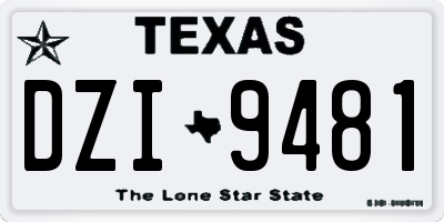 TX license plate DZI9481