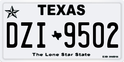 TX license plate DZI9502